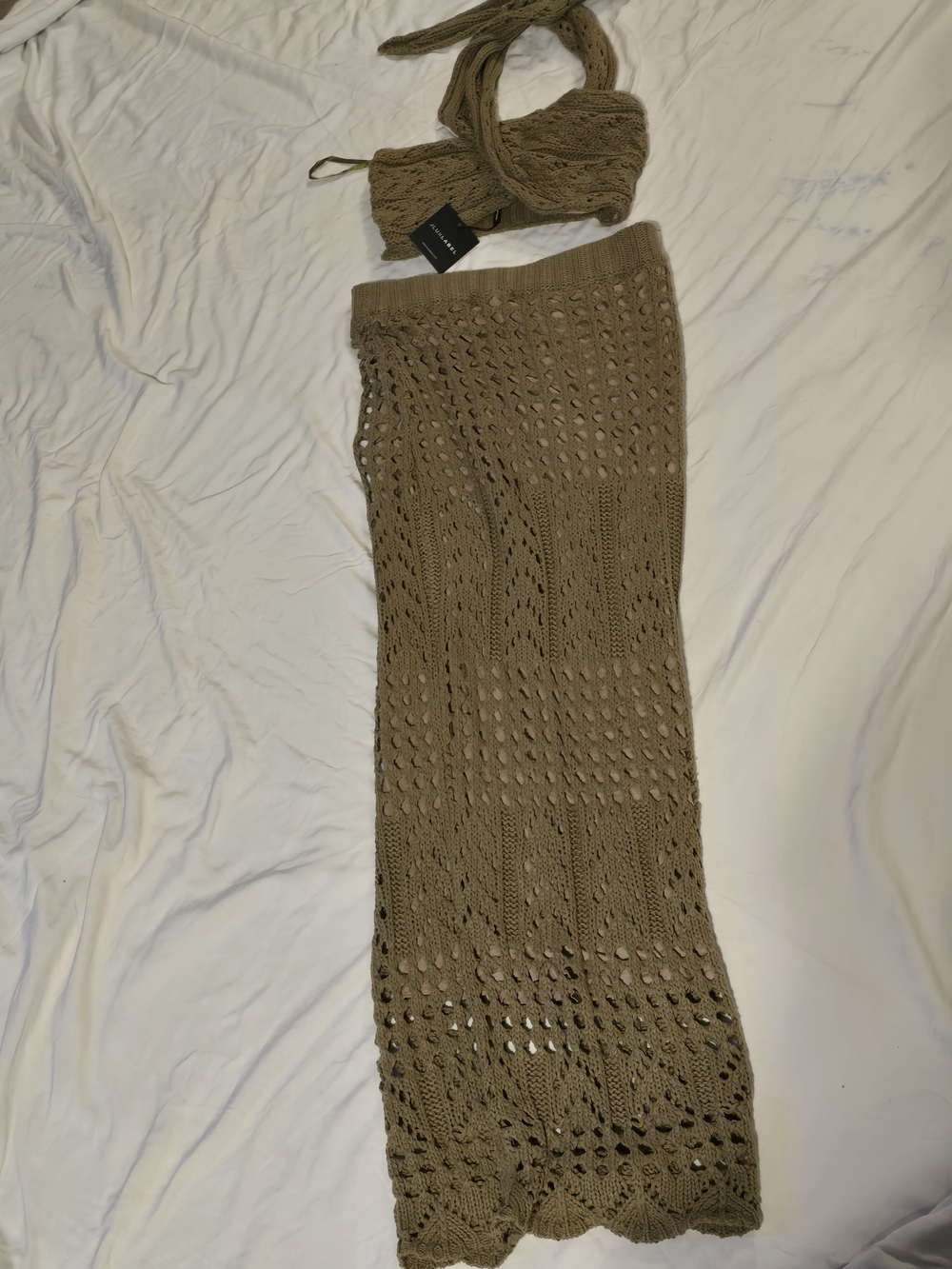 JLUXLABEL Crochet Maxi Skirt & Wrap Top